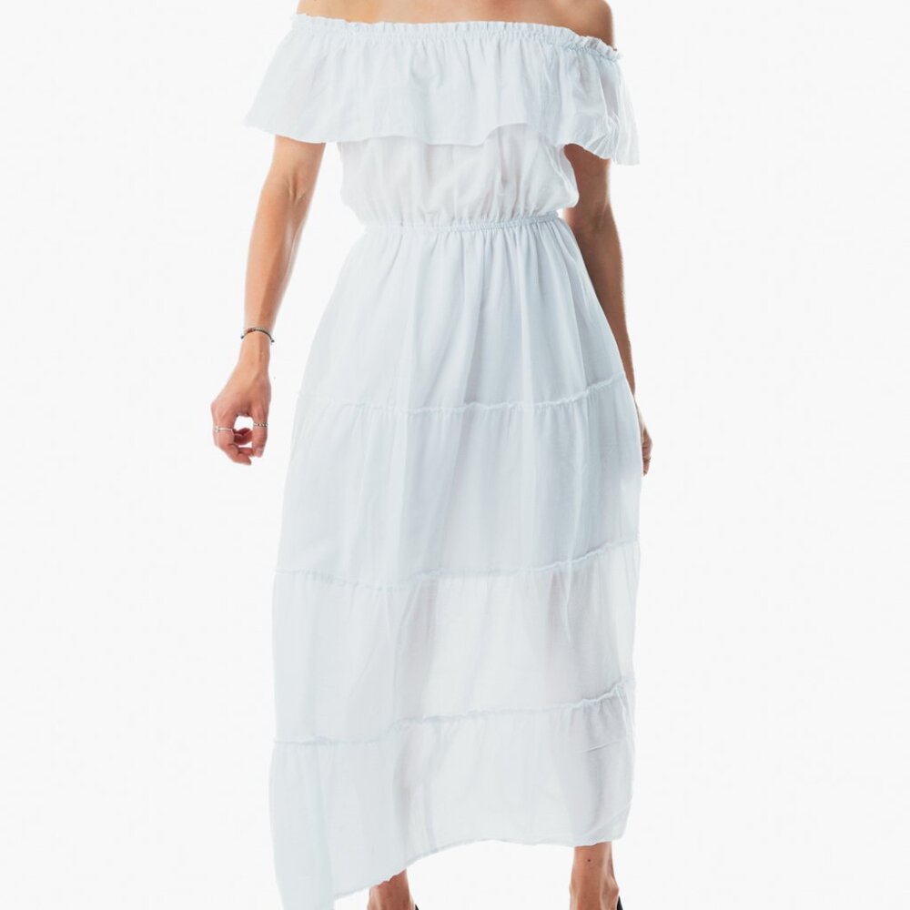 Womens Boho white Long Summer Holiday Beach Sundress Ladies Midi Strappy Dress